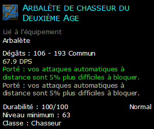 Arbalète de chasseur du Deuxième Age