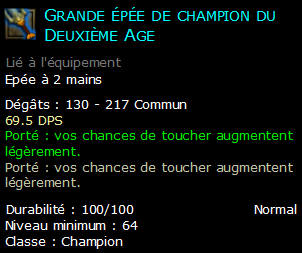 Grande épée de champion du Deuxième Age