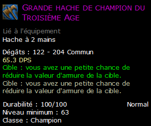 Grande hache de champion du Troisième Age