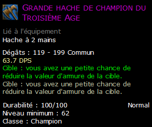 Grande hache de champion du Troisième Age