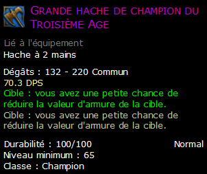 Grande hache de champion du Troisième Age