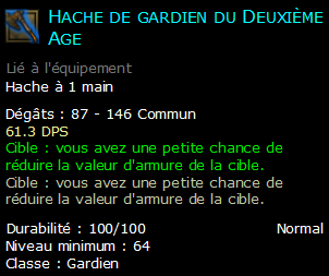 Hache de gardien du Deuxième Age