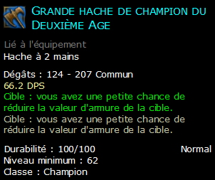 Grande hache de champion du Deuxième Age