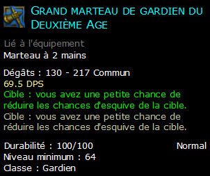 Grand marteau de gardien du Deuxième Age