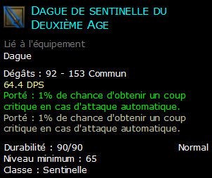 Dague de sentinelle du Deuxième Age