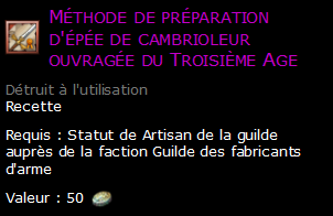 Méthode de préparation d'épée de cambrioleur ouvragée du Troisième Age