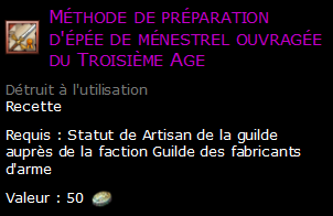 Méthode de préparation d'épée de ménestrel ouvragée du Troisième Age