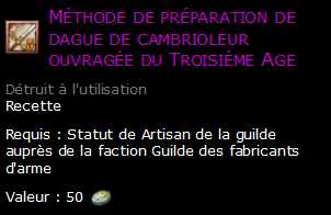 Méthode de préparation de dague de cambrioleur ouvragée du Troisième Age