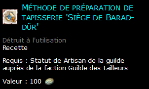 Méthode de préparation de tapisserie 'Siège de Barad-dûr'