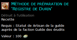 Méthode de préparation de 'Registre de Durin'