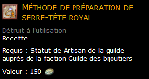 Méthode de préparation de serre-tête royal