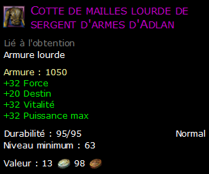 Cotte de mailles lourde de sergent d'armes d'Adlan