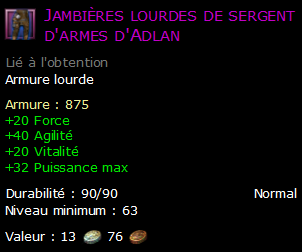 Jambières lourdes de sergent d'armes d'Adlan