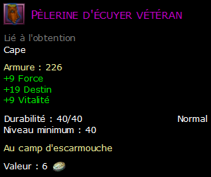 Pèlerine d'écuyer vétéran