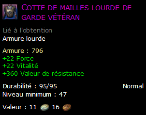 Cotte de mailles lourde de garde vétéran