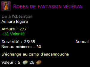 Robes de fantassin vétéran