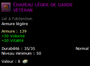 Chapeau léger de garde vétéran