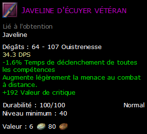 Javeline d'écuyer vétéran