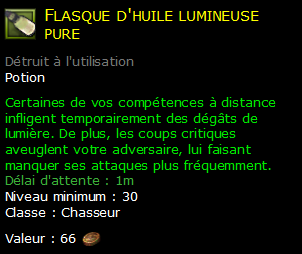 Flasque d'huile lumineuse pure