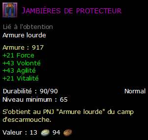 Jambières de protecteur