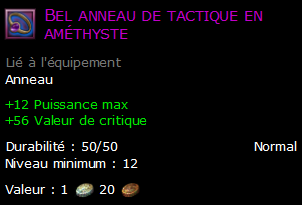 Bel anneau de tactique en améthyste