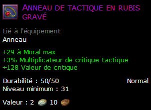 Anneau de tactique en rubis gravé