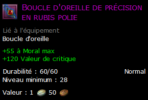 Boucle d'oreille de précision en rubis polie