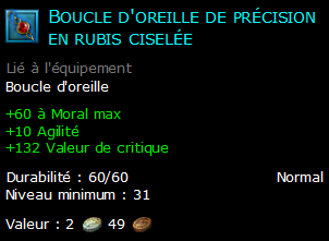 Boucle d'oreille de précision en rubis ciselée