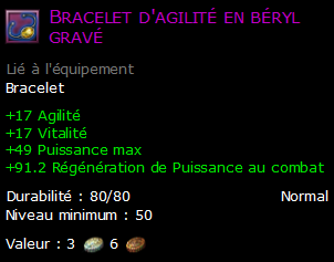 Bracelet d'agilité en béryl gravé