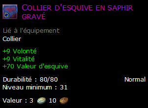 Collier d'esquive en saphir gravé