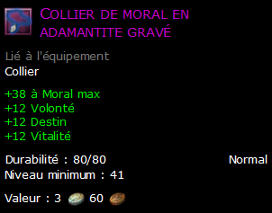 Collier de moral en adamantite gravé