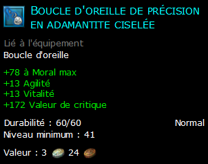 Boucle d'oreille de précision en adamantite ciselée