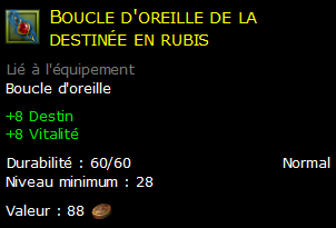 Boucle d'oreille de la destinée en rubis