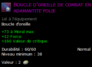 Boucle d'oreille de combat en adamantite polie