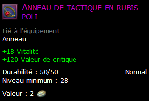 Anneau de tactique en rubis poli