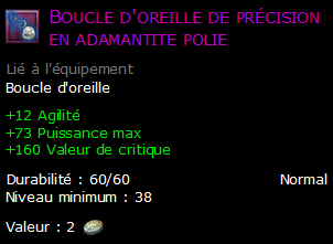 Boucle d'oreille de précision en adamantite polie