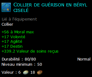 Collier de guérison en béryl ciselé