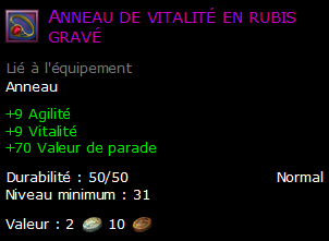 Anneau de vitalité en rubis gravé