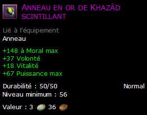 Anneau en or de Khazâd scintillant