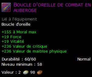 Boucle d'oreille de combat en auberose