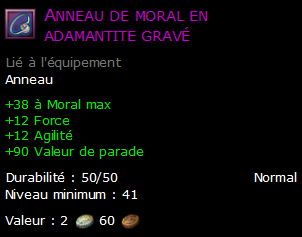 Anneau de moral en adamantite gravé