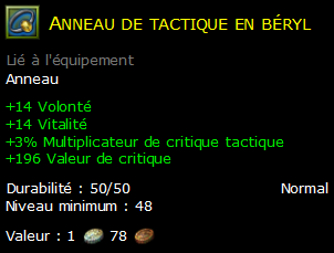 Anneau de tactique en béryl