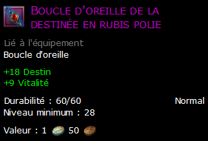 Boucle d'oreille de la destinée en rubis polie