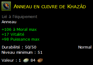 Anneau en cuivre de Khazâd