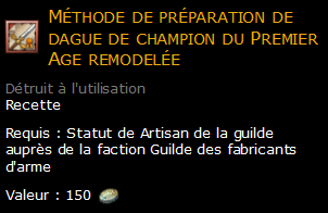 Méthode de préparation de dague de champion du Premier Age remodelée