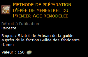 Méthode de préparation d'épée de ménestrel du Premier Age remodelée