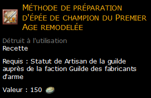 Méthode de préparation d'épée de champion du Premier Age remodelée