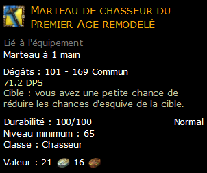 Marteau de chasseur du Premier Age remodelé