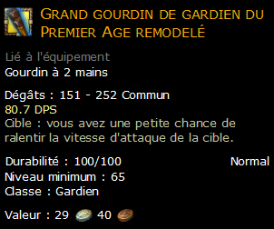 Grand gourdin de gardien du Premier Age remodelé