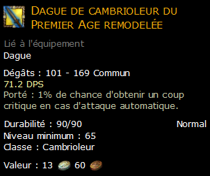 Dague de cambrioleur du Premier Age remodelée